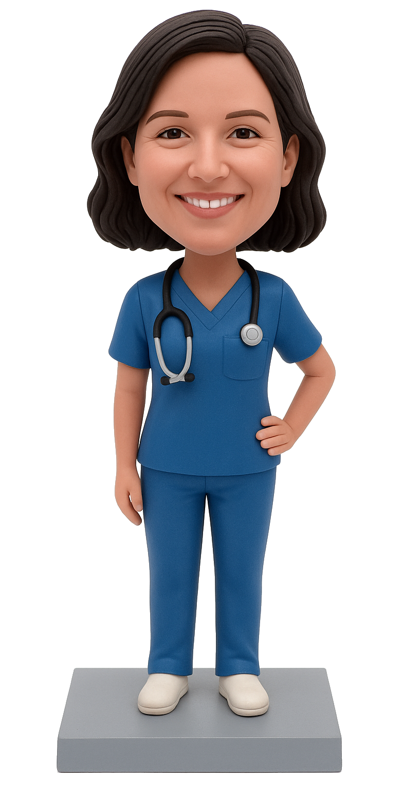 Nurse Bobblehead with Stethoscope