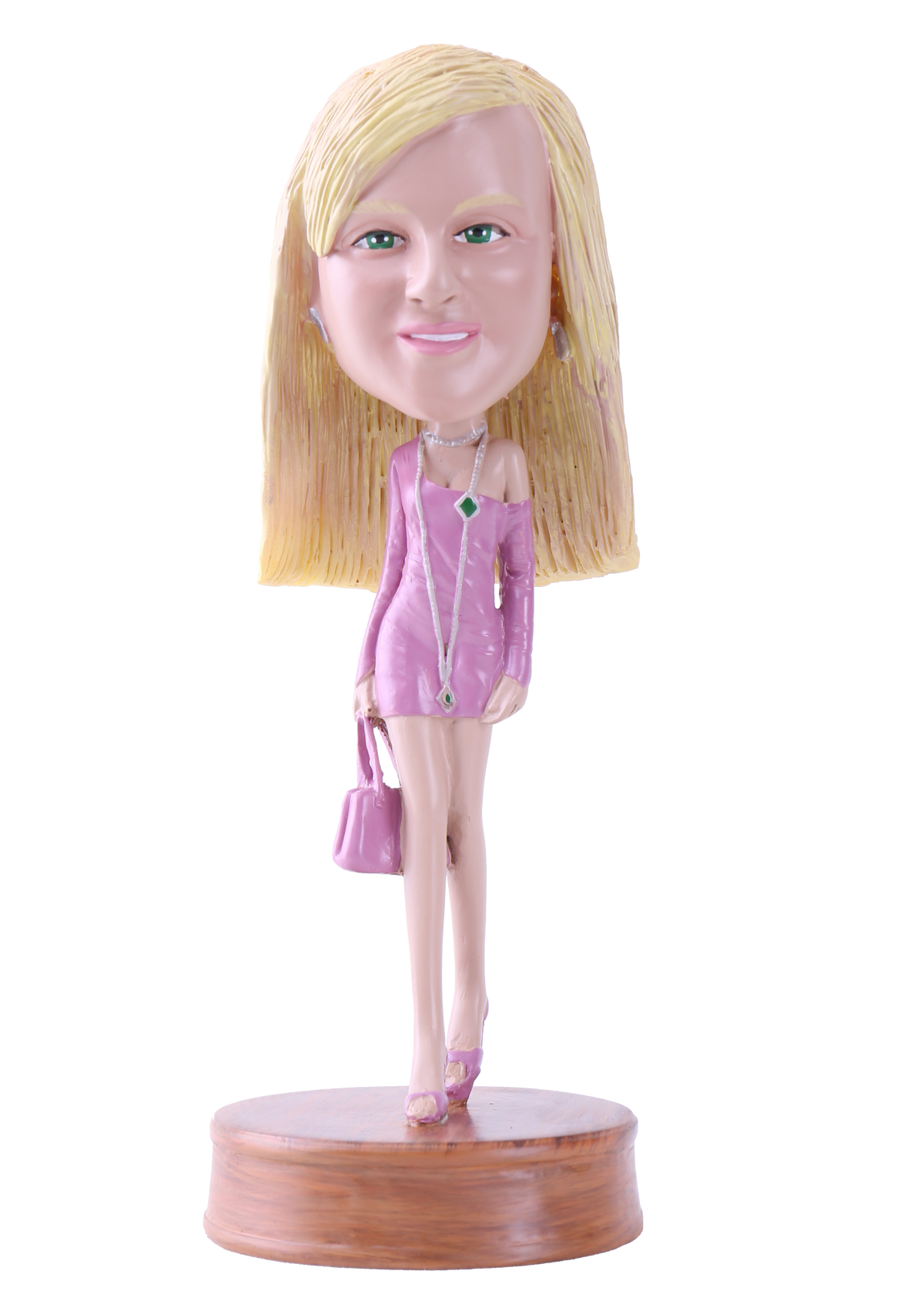 Woman in a Short Dress and Long Necklace