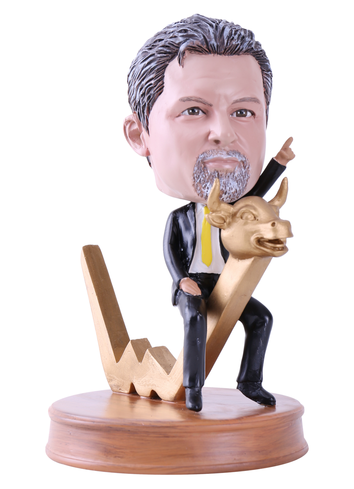 Businessman in Suit Riding a Bullish Chartline