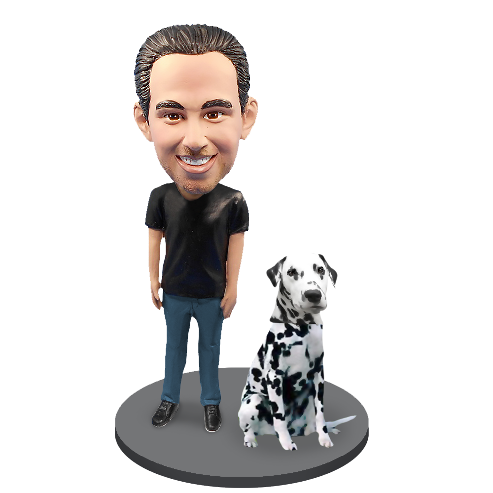 Custom Male with Custom Pet Dog Bobblehead - Dalmation