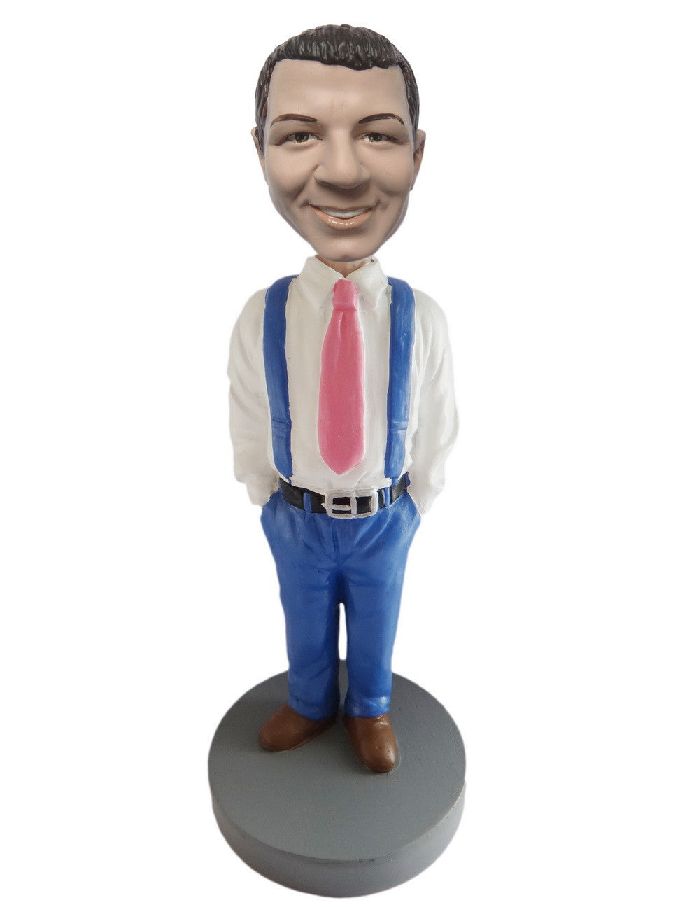 Man Wearing Suspenders and Tie